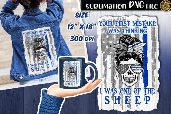 Distressed US Flag Blue Line Skull Mom Review